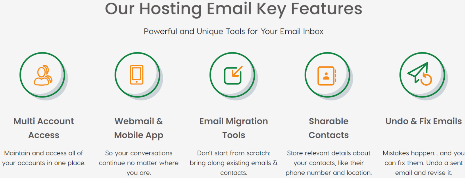 A2 Hosting Email Hosting Features