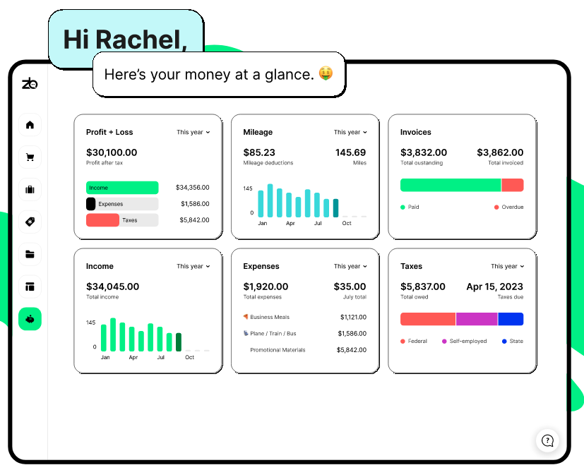 Screenshot of ZenBusiness' Money Pro interface