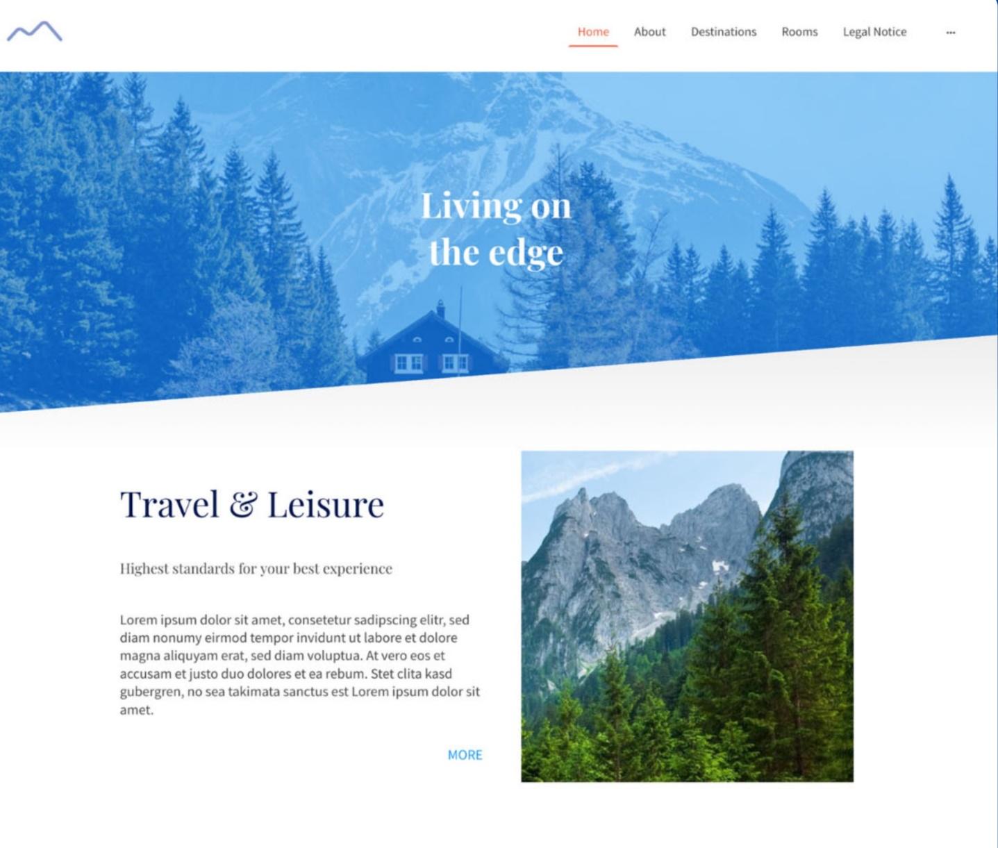 IONOS MyWebsite Now Travel template