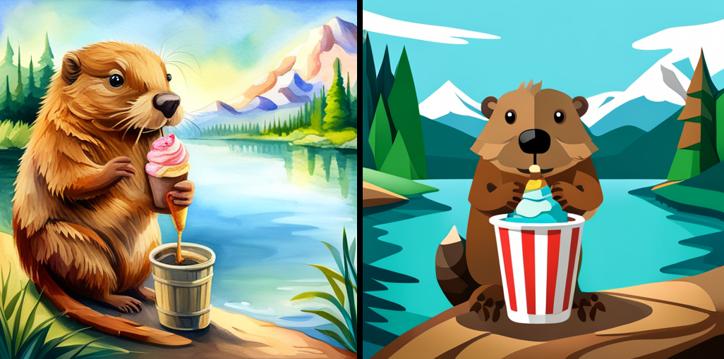 cute beavers eating ice cream, generated with Jasper's AI art tool