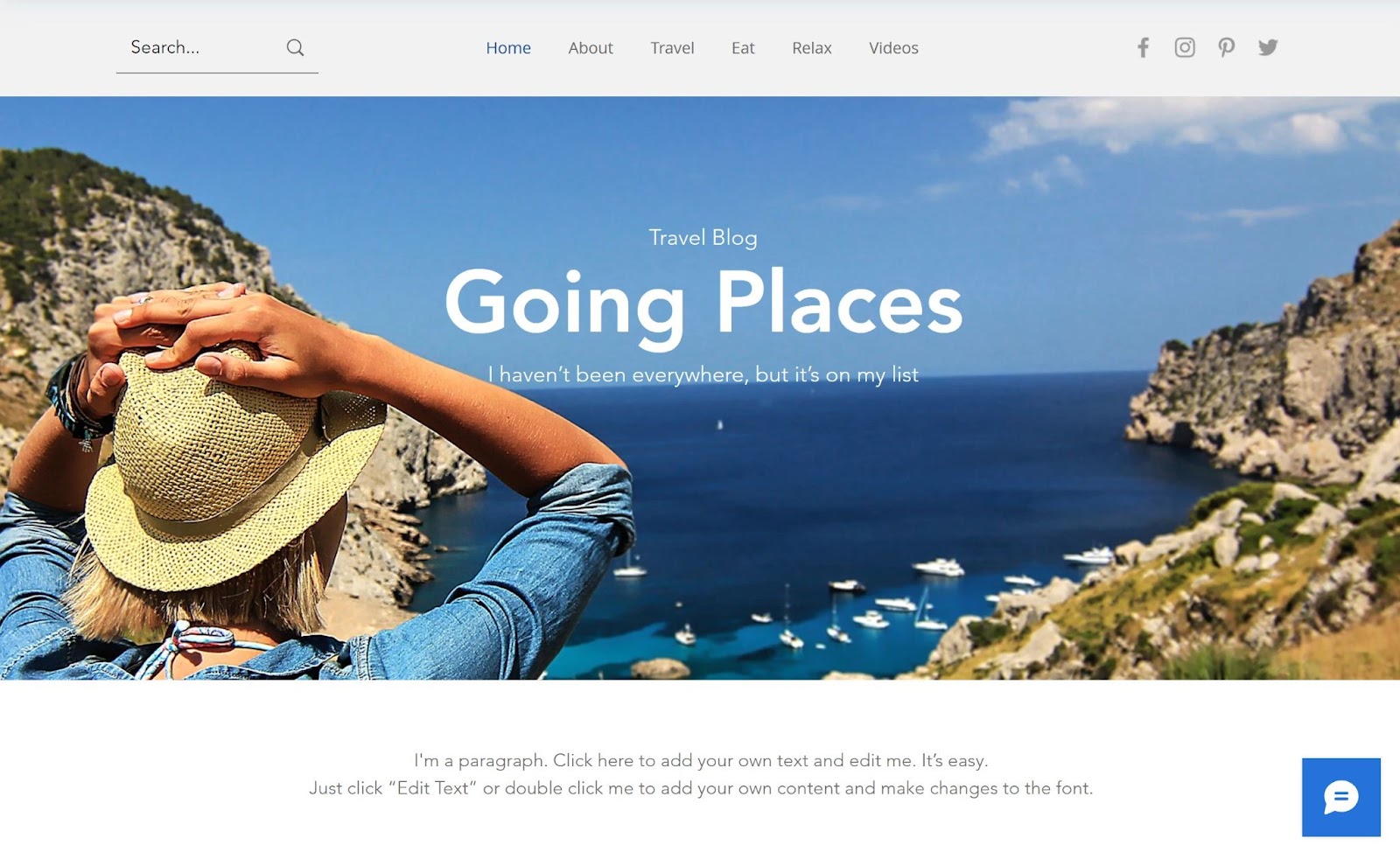 Wix Travel Blog template