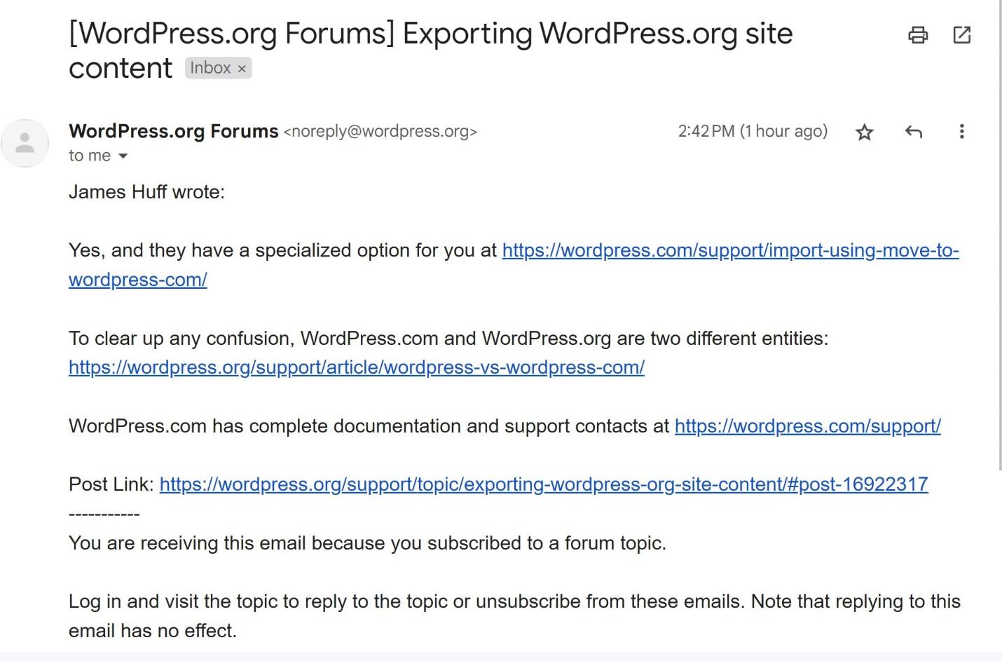 WordPress.org support forum interaction