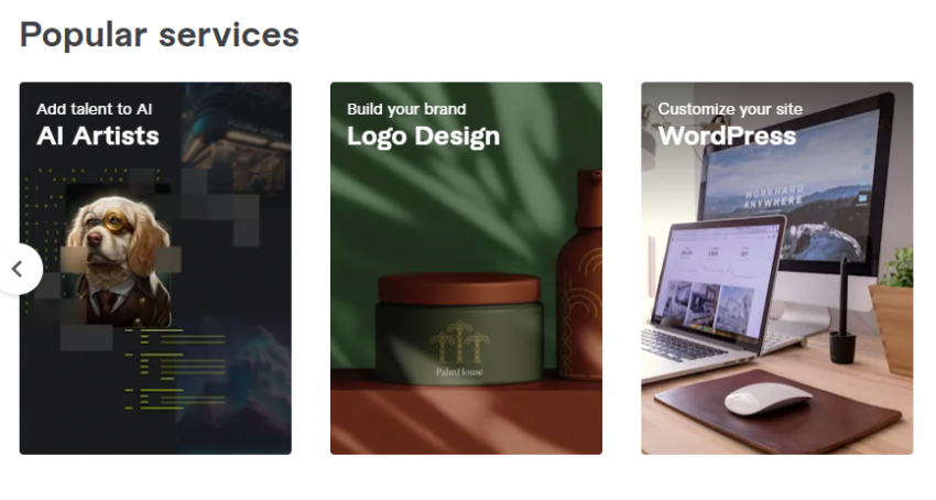 Fiverr popular services page.
