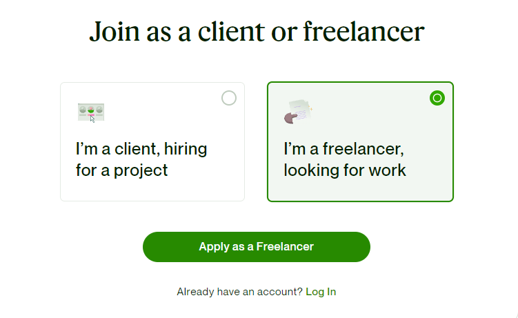 Upwork freelancer account creation