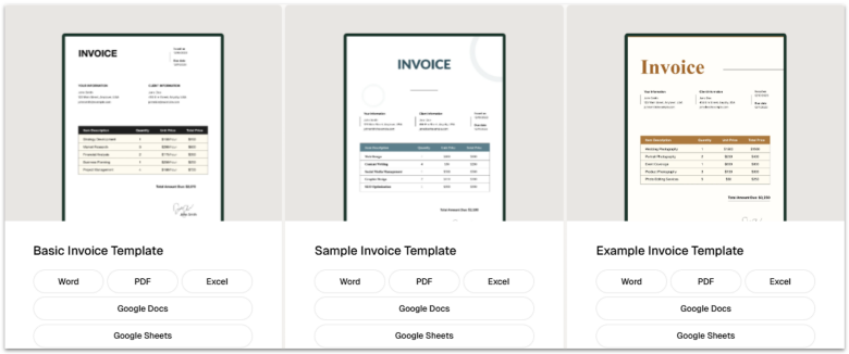 Bonsai invoice templates