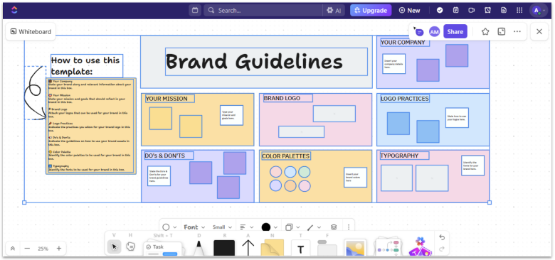 ClickUp Whiteboards Brand Guidelines template
