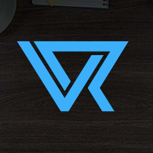 logo by Chirag - a highly-stylized light blue monogram of the letters V and R with sharp lines and edges
