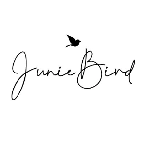logo by Iryna 3 - freestyle logo of Junie Bird in total black with a small flying bird icon next to the B