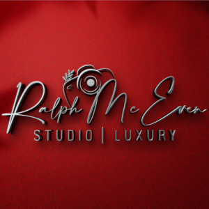 logo by Rida N. - silver signature logo on red background, calligraphy font and standard font mix