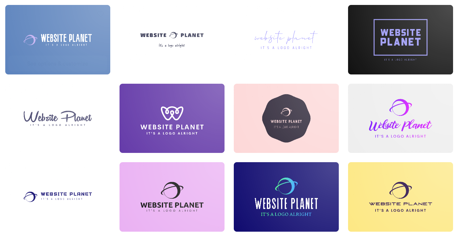 Looka Website Planet generated logos