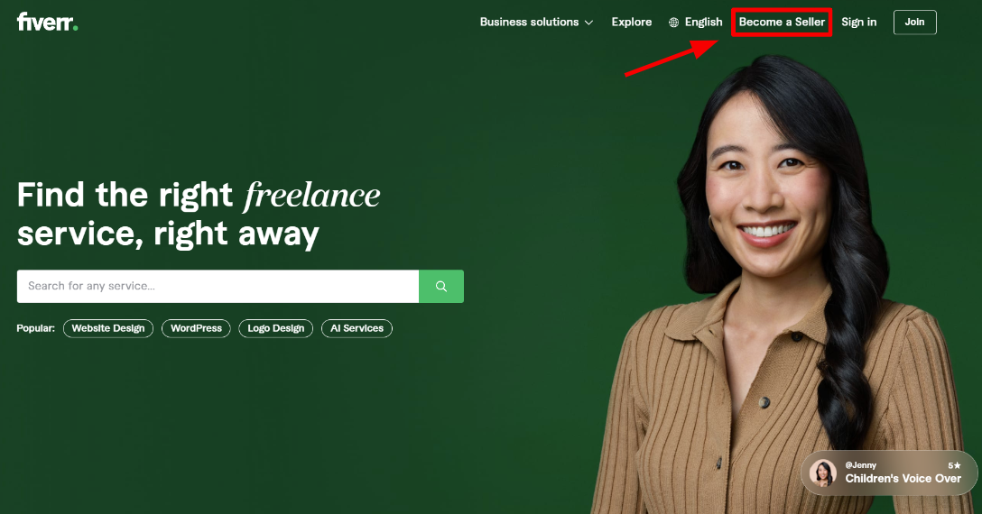 Fiverr homepage