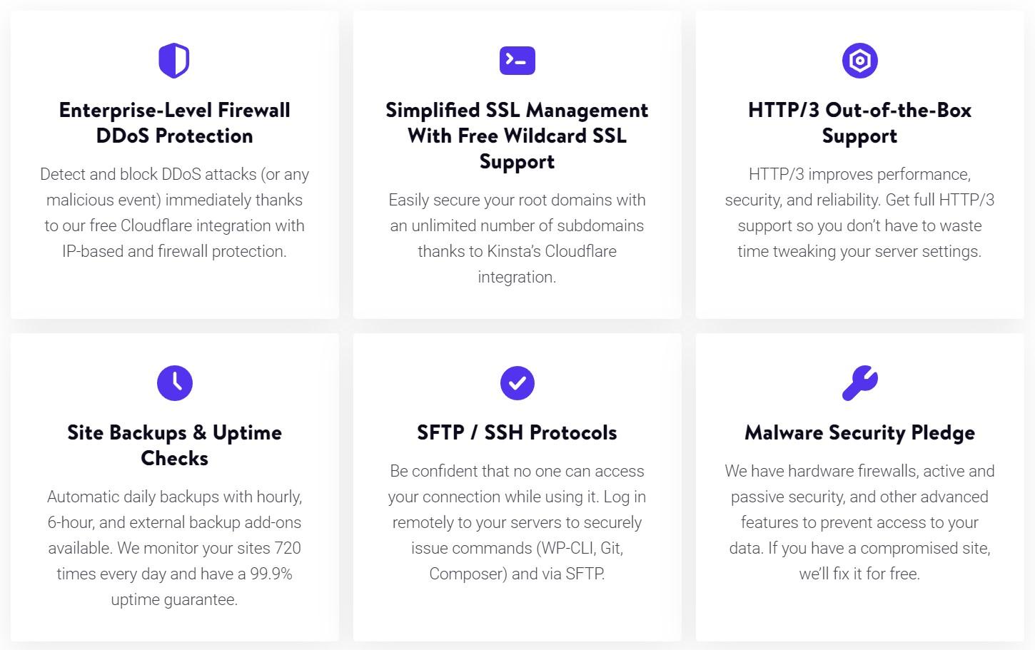 Kinsta boasts a security and hack fix guarantee.