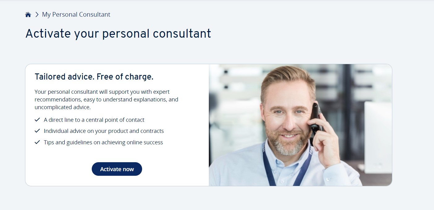 IONOS personal support consultant setup.