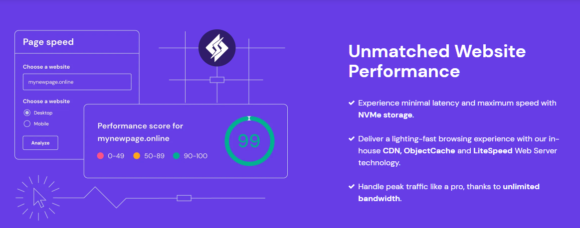 Improved website performance with Hostinger