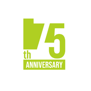 logo by H-H arts - simple 75th anniversary logo in green, the 7 blends in with the white background and creates a more abstract shape