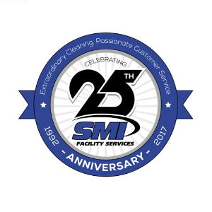 logo by Jotaeme - 25-year anniversary logo of SMI Facility Services, black number with a blue ribbon surrounding it