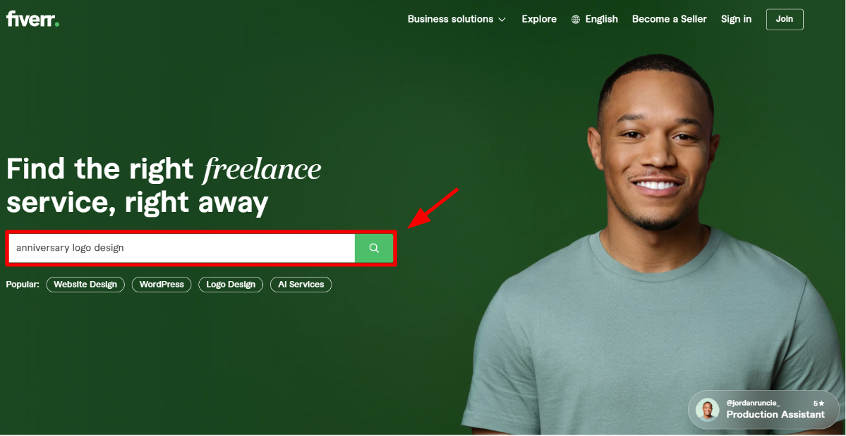 Fiverr homepage