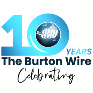 logo by Dender Putra - The Burton Wire 10th anniversary logo in shades of blue