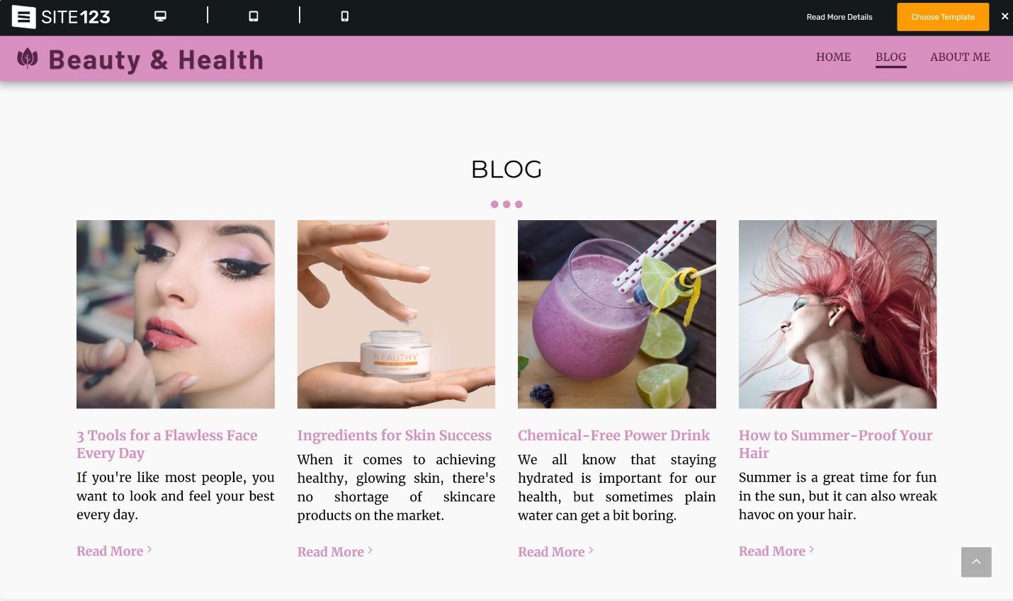 SITE123 Beauty & Health blog template