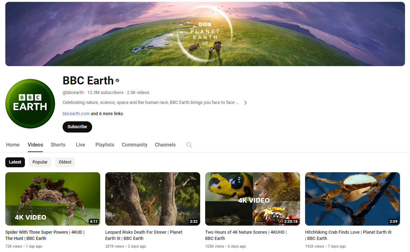 BBC Earth YouTube channel