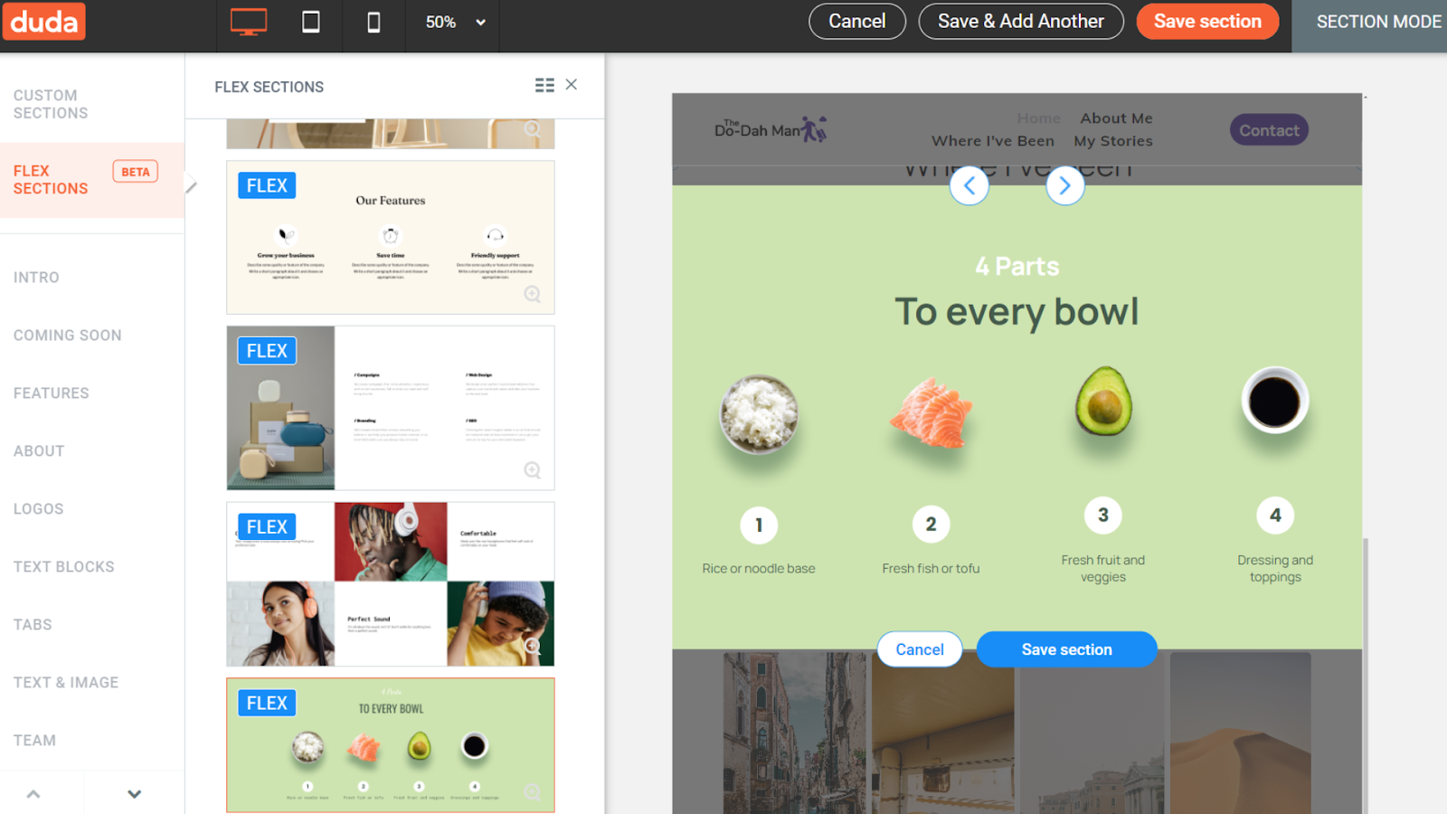 Duda Flex Sections.