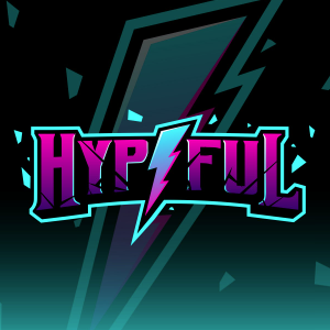 logo by Aistikart - Hypeful logo featuring a striking modern font, popping bright purple-fuchsia colors, and a gradient lightning in the middle