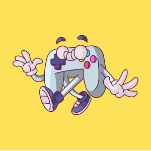 logo by Mo Chahir - a mascot logo of a walking game controller with hands and tiny eyes
