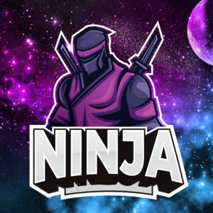 logo by Waqas - Colorful logo of "ninja" in a deep space blue and purple background