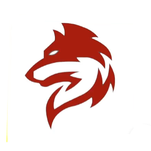 logo by Awais - Simple outline of a werewolf outline in red and white