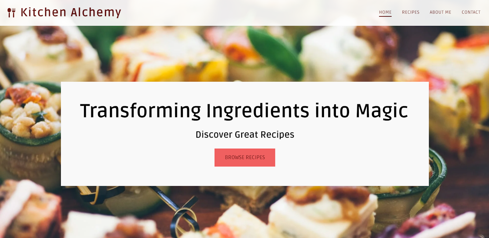 SITE123's food blog template