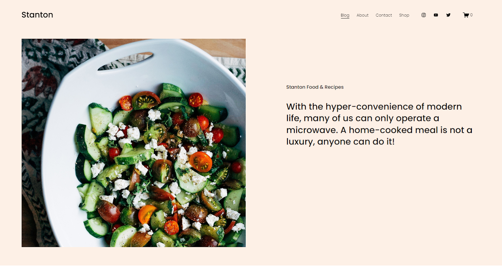 An example of a Squarespace food blog template