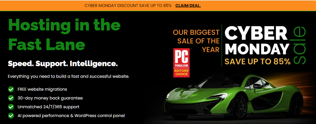 Screenshot of Black Friday web hosting sale on A2 Hosting's website