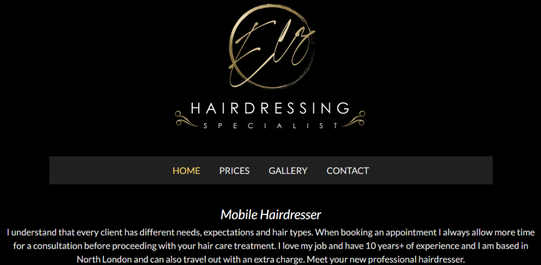 Webador Hair Salon Website Example
