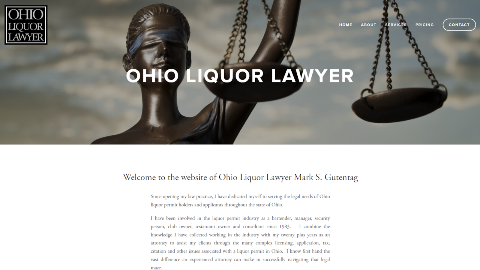Screenshots from the Ohio Liquor Lawyer website made with Squarespace