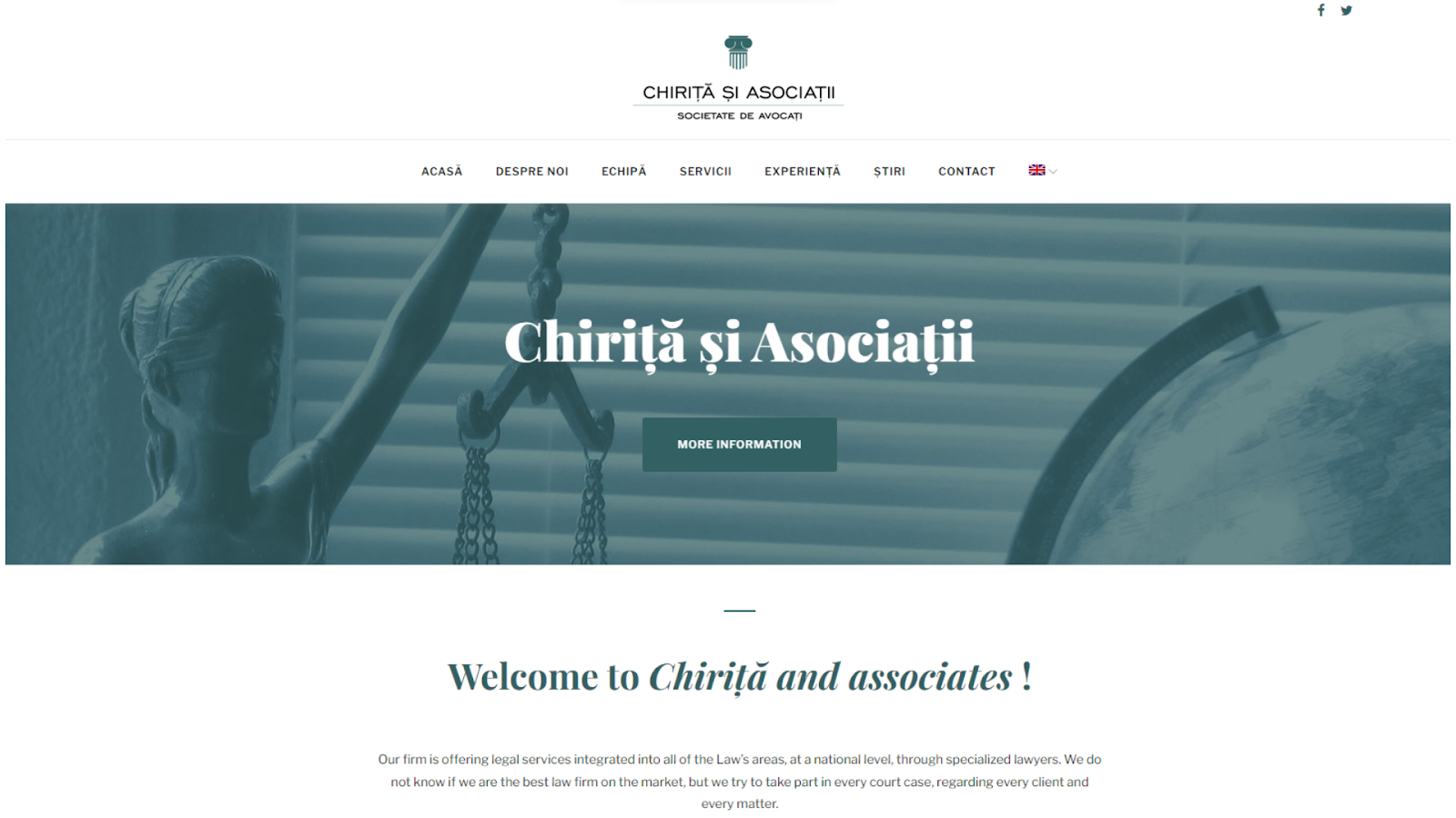 Screenshots from the Chiriță and Associates legal website