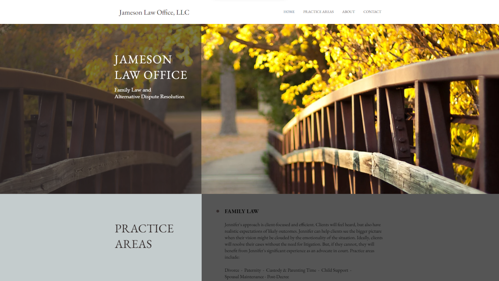 Screenshots from the Jameson Law Office website