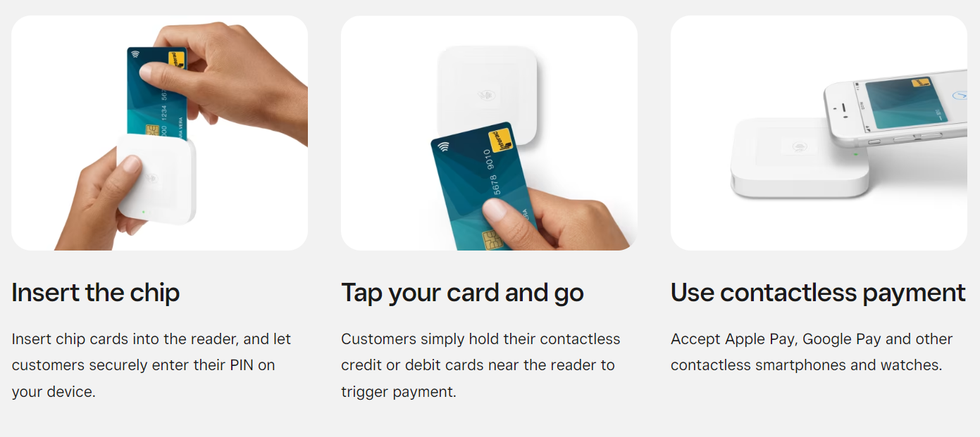 Square mobile card reader features