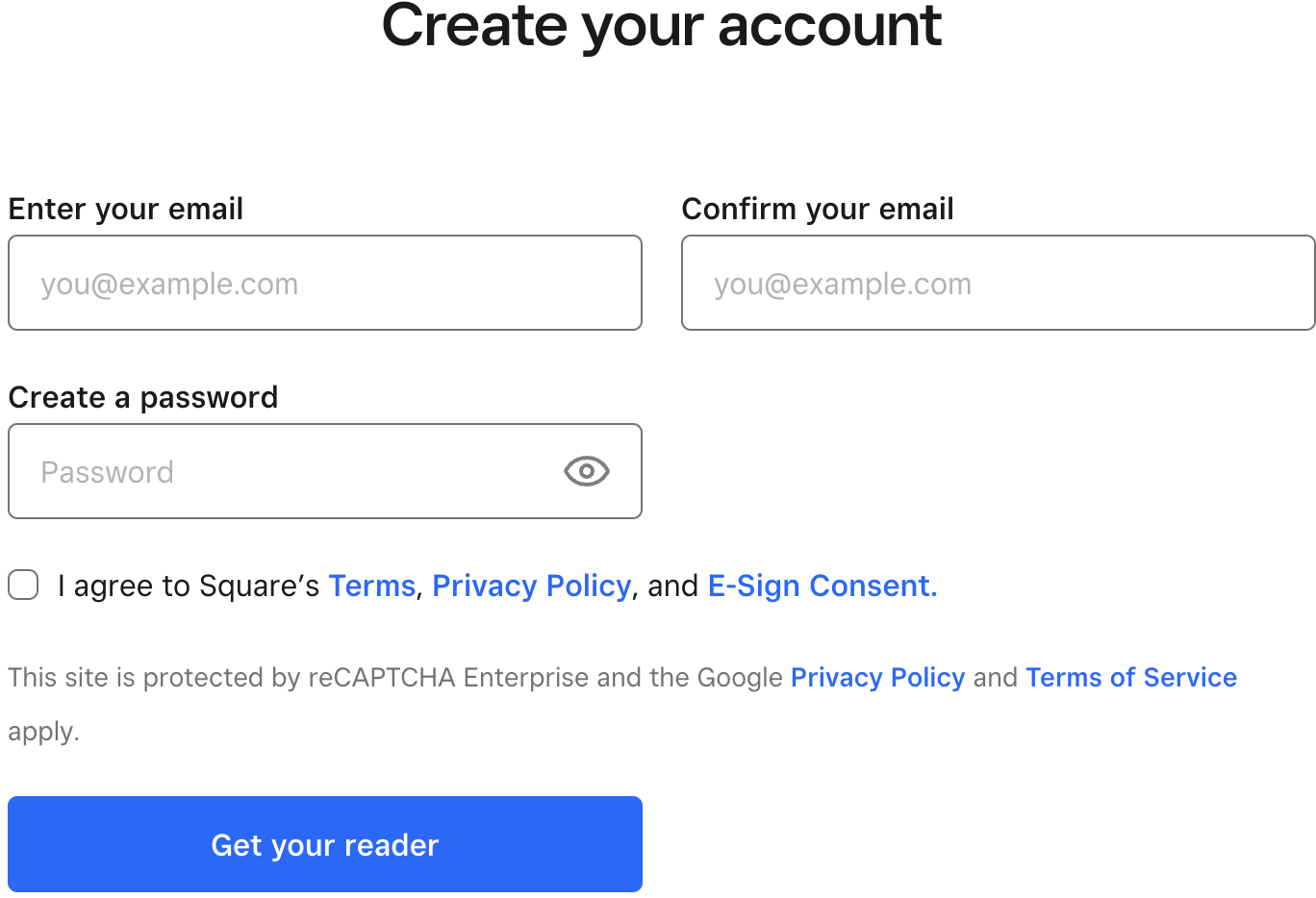 Square sign-up process
