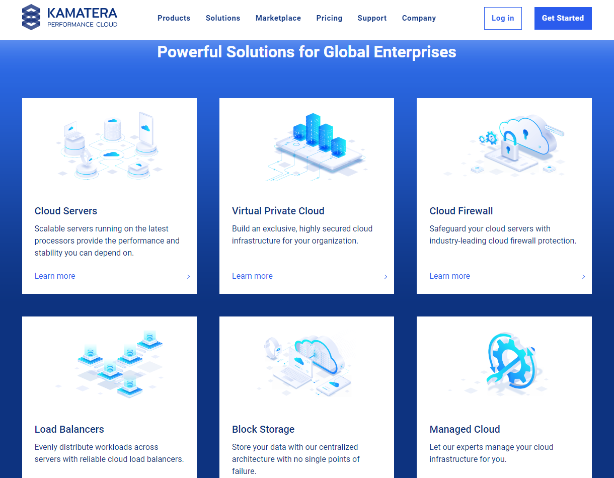 Kamatera's cloud products
