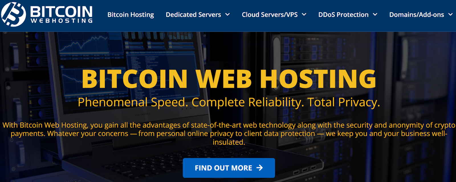 Bitcoin Web Hosting Homepage