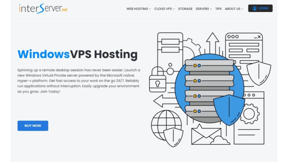 InterServer's Windows VPS Hosting page