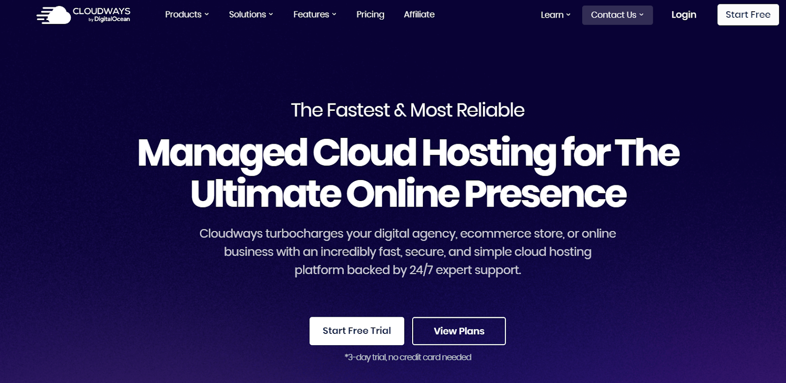 Cloudways' home page