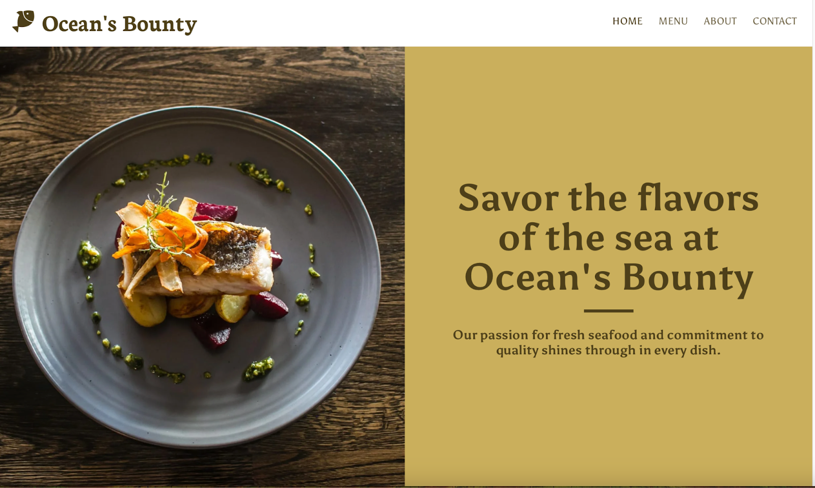 SITE123 Ocean's Bounty restaurant template