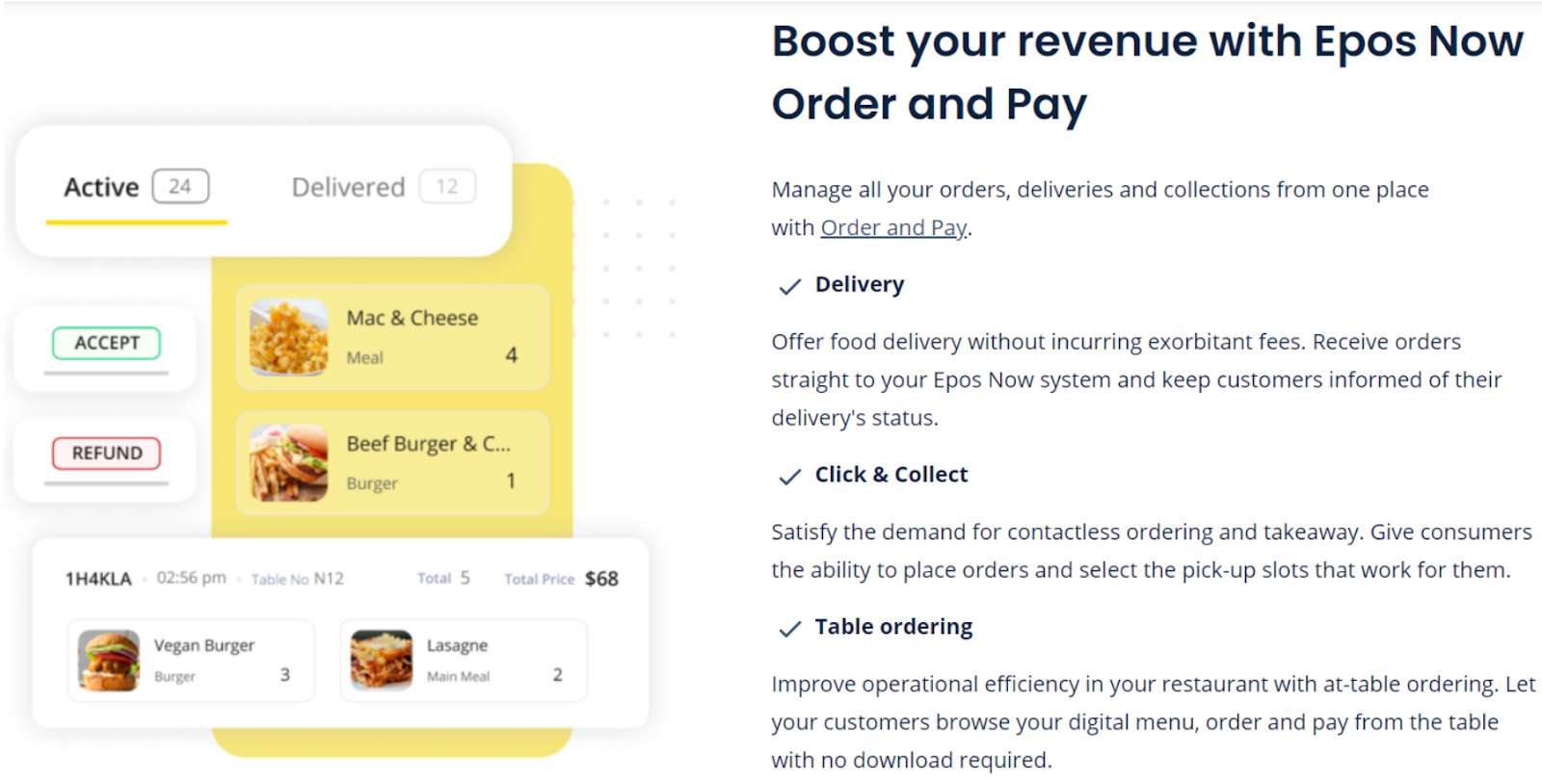 Epos Now ordering options for restaurants
