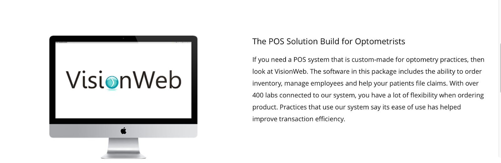 POS Pros Vision Web POS solution for optometrists