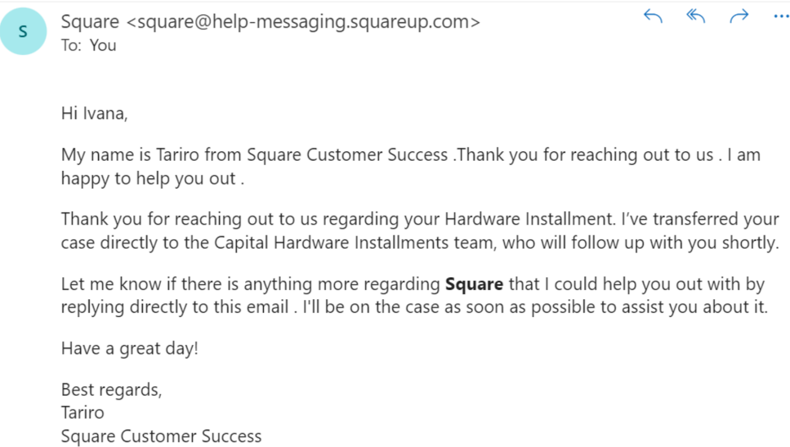 Square customer support email