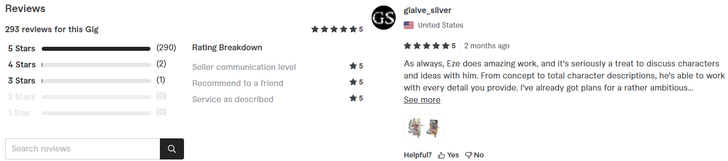 Fiverr seller rating and feedback