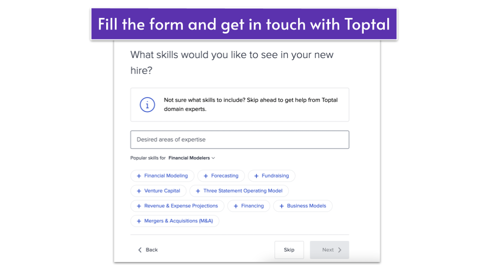 Toptal contact form