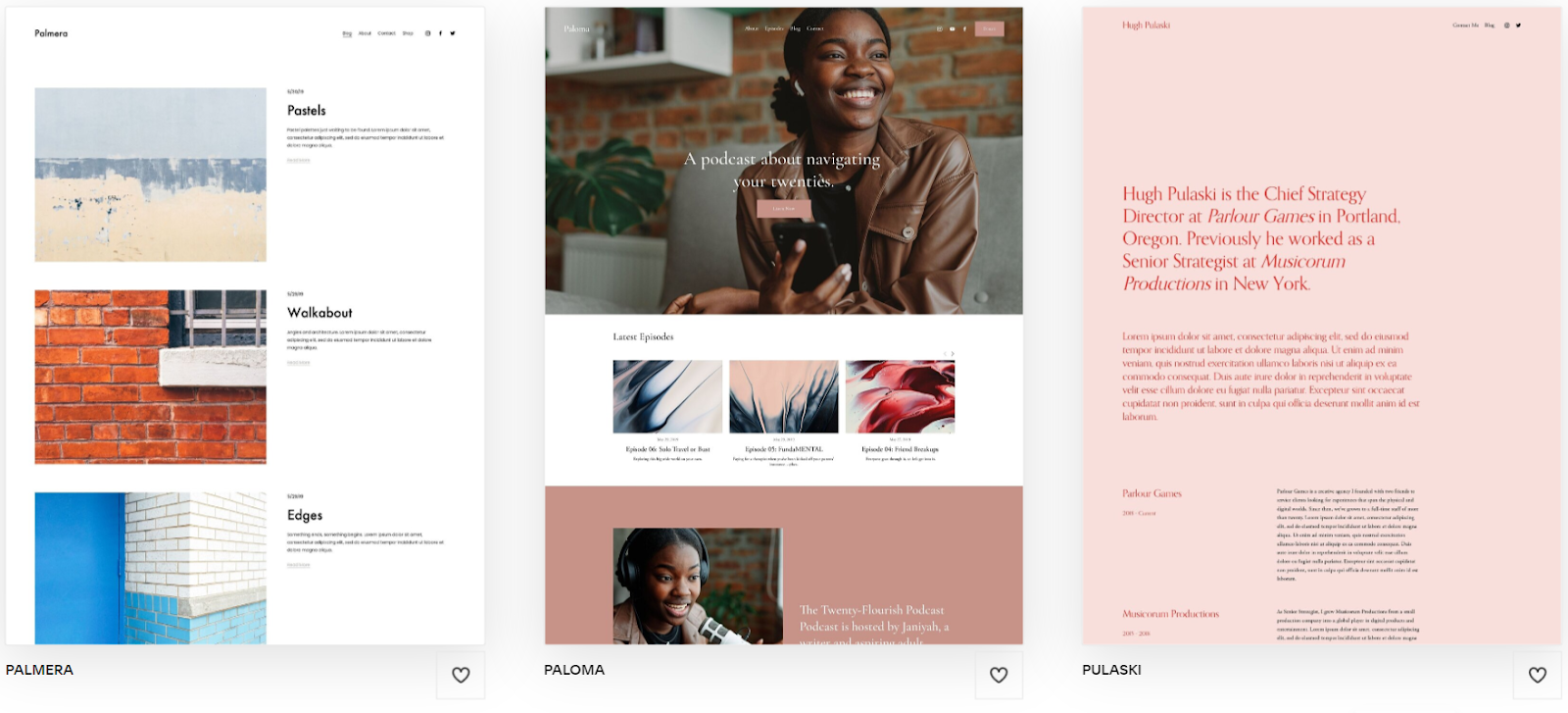 Squarespace's template library