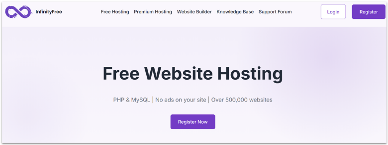 InfinityFree free PHP hosting features.